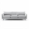Modern upholstered sofa in light gray fabric with metal legs 200 x 90 x 85cm