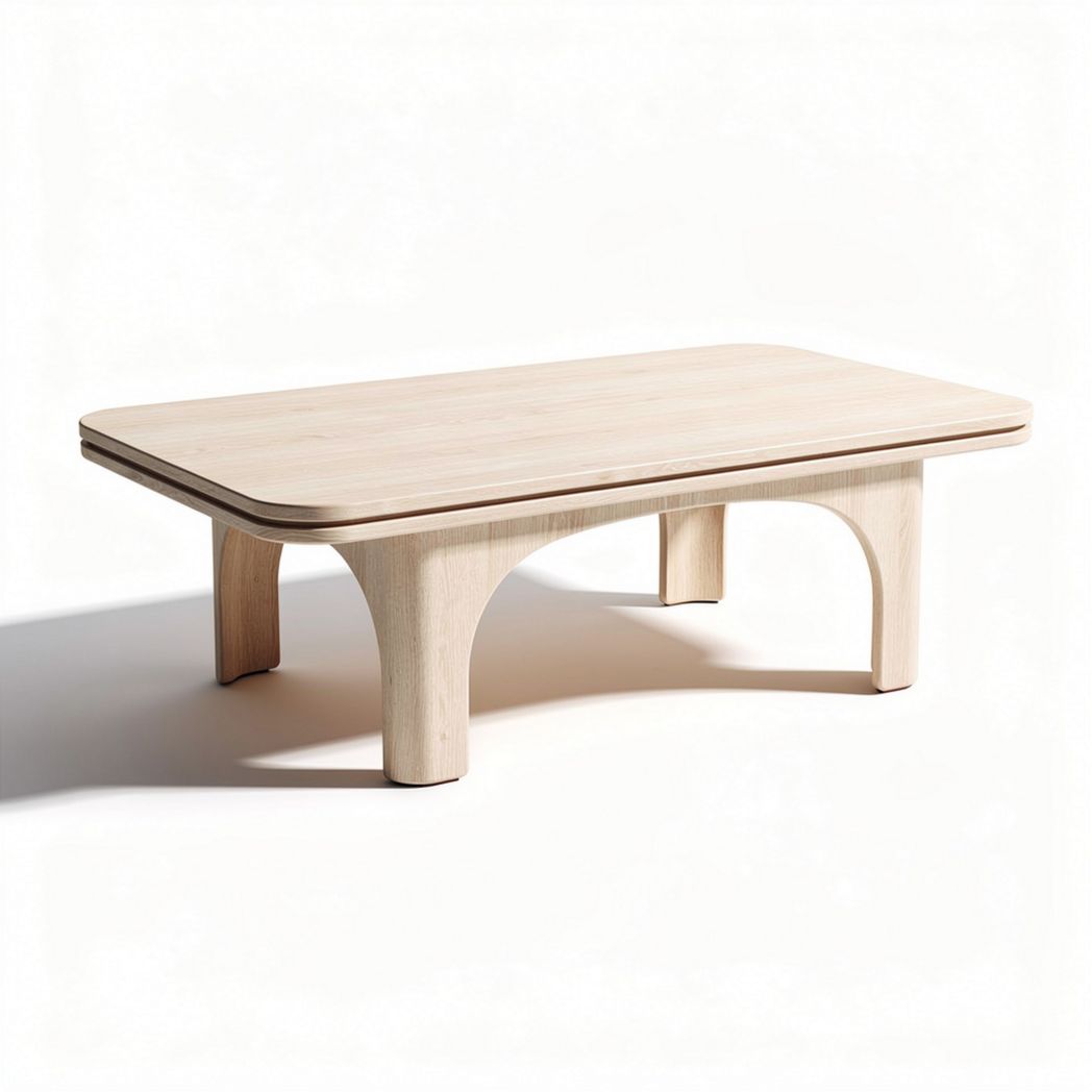 Wooden coffee table for living room with rounded edges 120 x 60 x 45cm