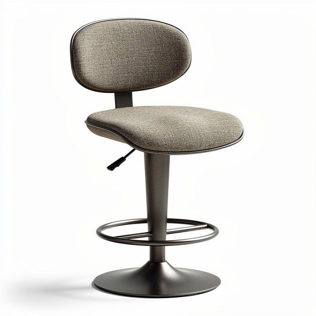 Adjustable bar stool in gray fabric with a chrome base and a height of 40 x 40 x 90cm