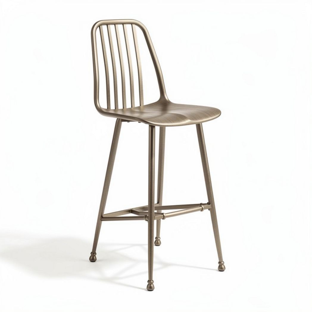 Metal bar stool with a minimalist design and backrest 40 x 40 x 100cm bronze color