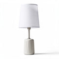 Ceramic table lamp with beige base and white fabric shade 20 x 20 x 40cm