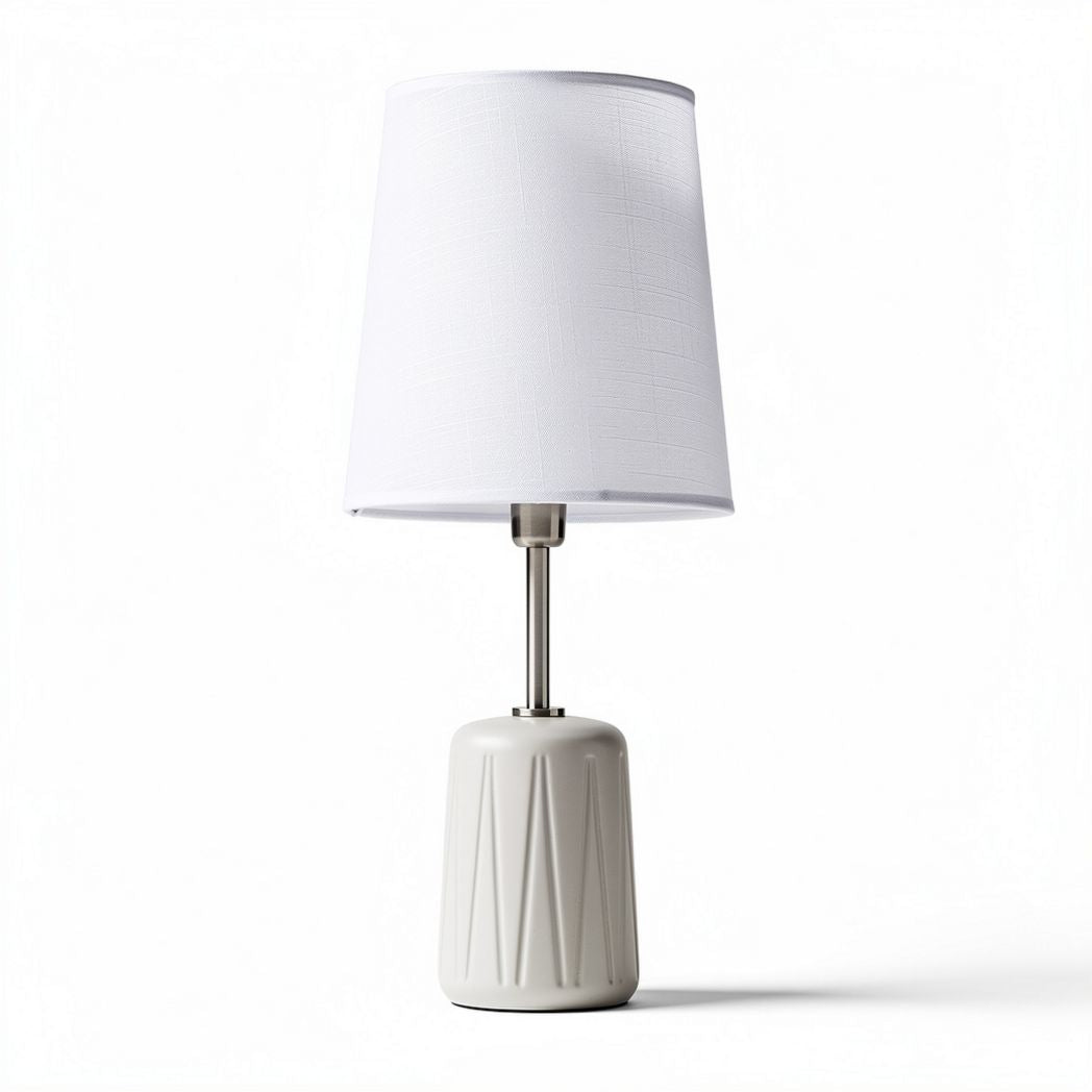 Ceramic table lamp with beige base and white fabric shade 20 x 20 x 40cm