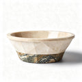Marble serving bowl for snacks and salads 20 x 20 x 8cm beige and green