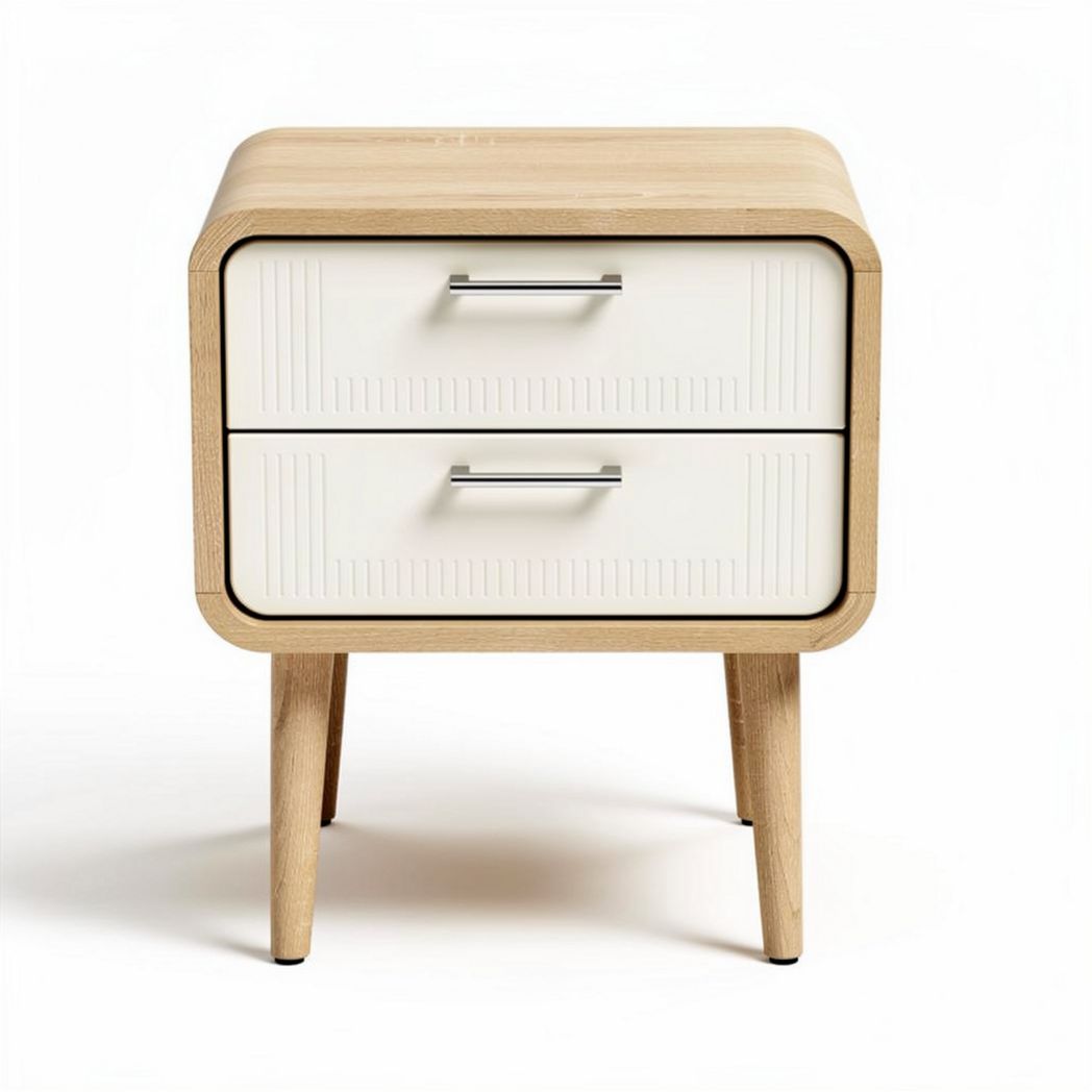 Wooden nightstand with two drawers and minimalist design 50 x 40 x 50cm