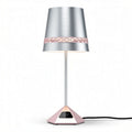 Table lamp with silver metal shade and pink geometric base 30 x 20 x 50cm