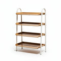 Wooden four-tier storage shelf with metal frame for home organization 80 x 40 x 100cm