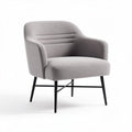 Fabric lounge chair with black metal legs in grey upholstery
