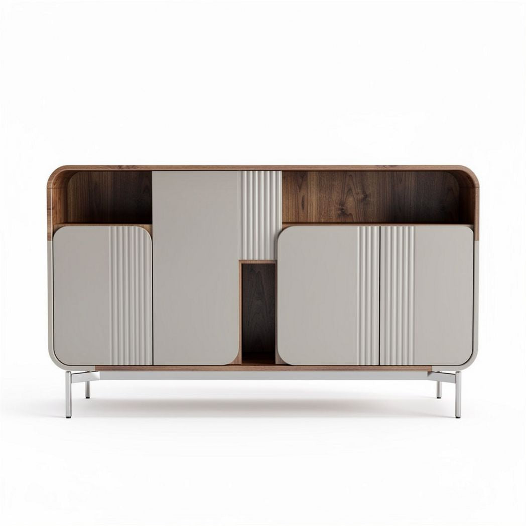 Modern wooden sideboard with gray doors for living room storage 80 x 40 x 75cm